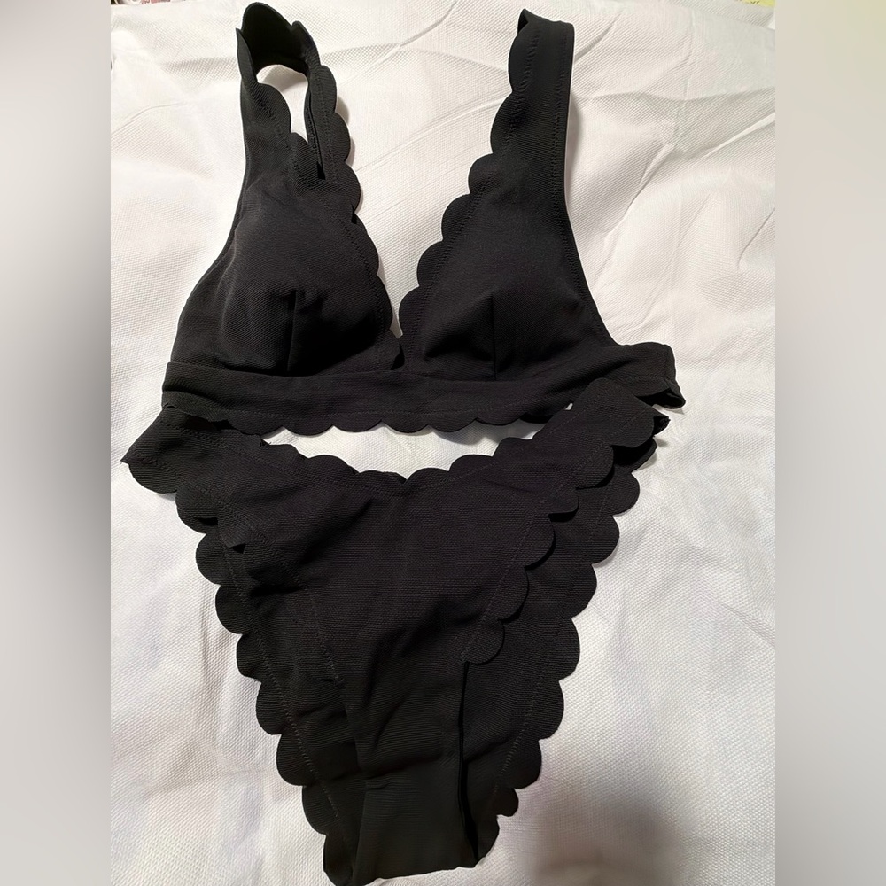 Victoria Secret Scalloped Black SWIM Bikini Set